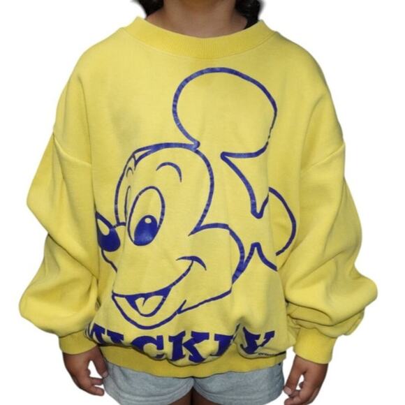 Vintage Mickey Mouse Sweatshirt Yellow Blue Graphic – Youth L / Women’s XS-S - Picture 4 of 8
